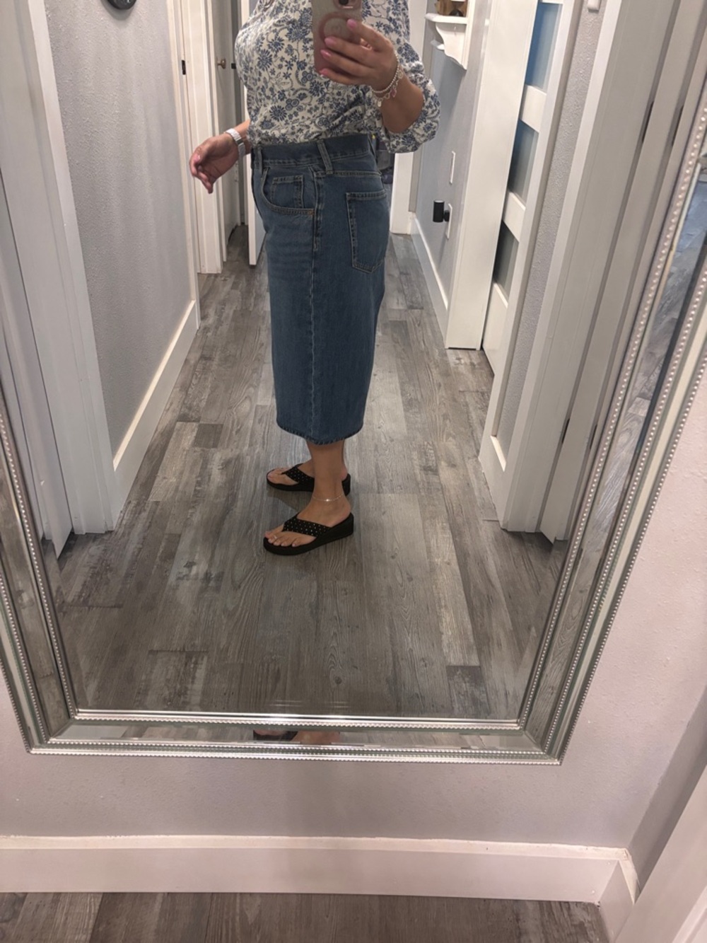 Old Navy Mid-Rise Baggy Wide-Leg Culotte Blue Denim Jeans Size Petite 12 NEW - Picture 5 of 14